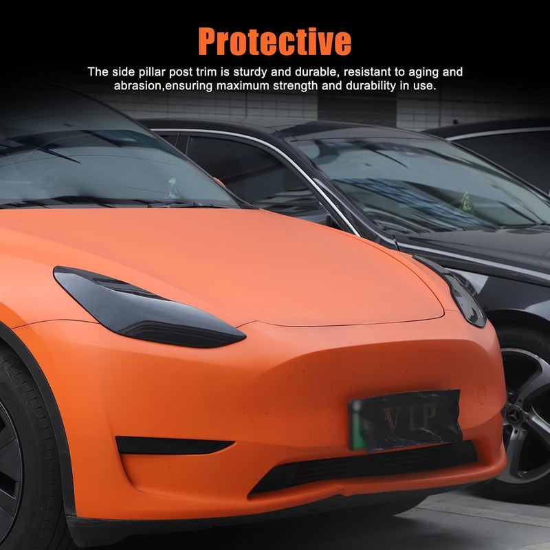 Moittellc Front Headlight Trim Cover Compatible with Tesla Model 3 Model Y 2017-2022 Smoked Front Light Lamp Cover Left and Right Headlight Lens Trim Frame Protect Decorative Accessories - Image 5